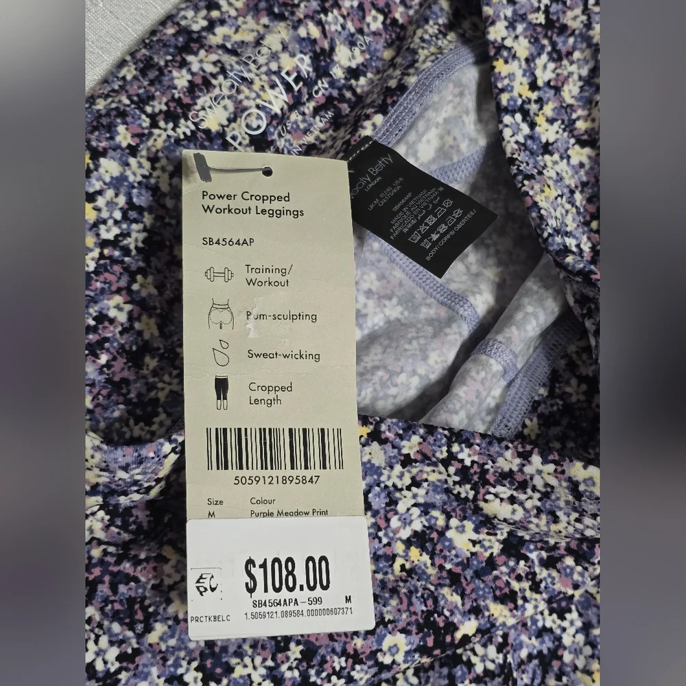 Sweaty Betty Power Cropped Workout Leggings Floral  Purple Meadow Print - Picture 12 of 14